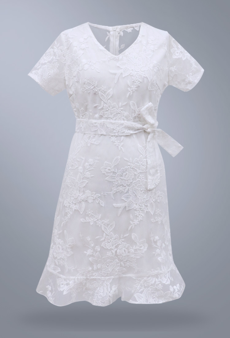 2022 Abito corto sexy in pizzo con scollo a V da donna nuovo_voghion.com