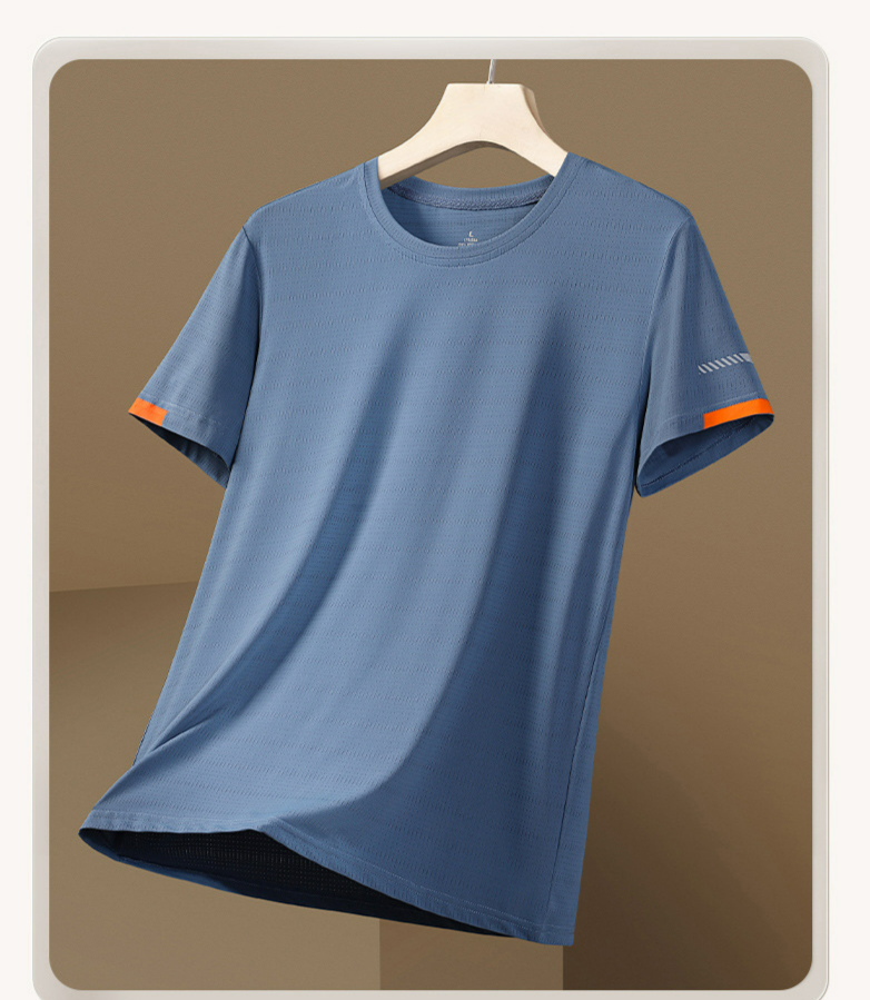 2024 Sommer Neue Eiskühlung Elastische Eisseide Kurzarm Casual All-Match-T-Shirt Herren Sport Tops Herrenbekleidung_voghion.com