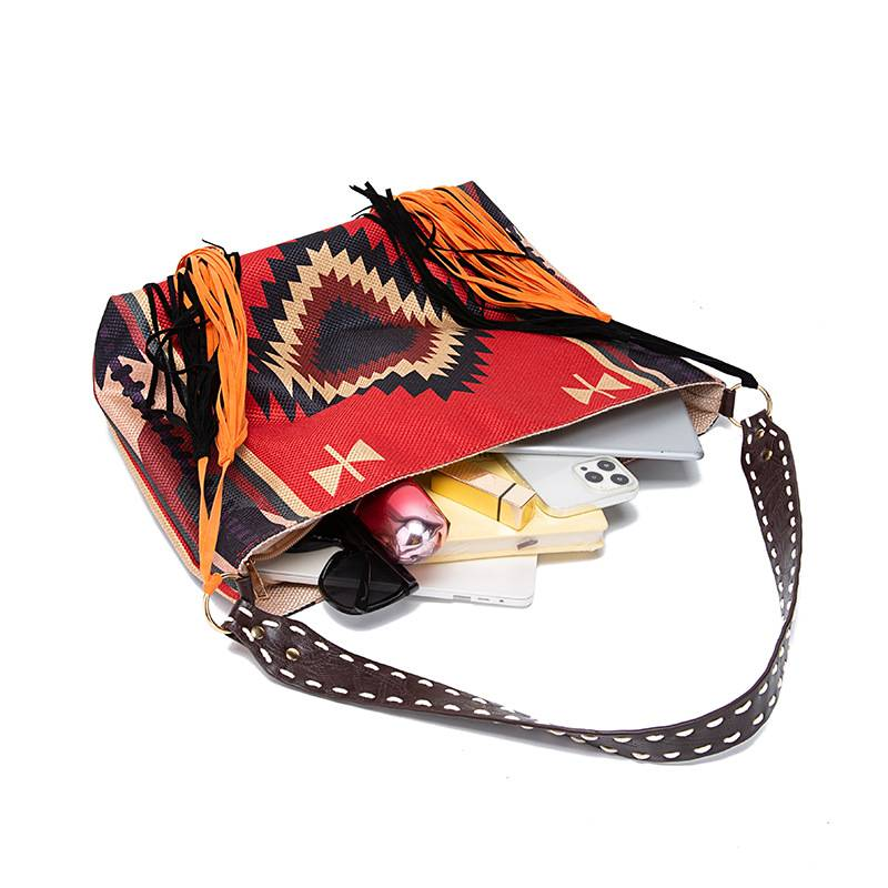 Borsa a tracolla in lino di cotone intrecciato a mano di nuova moda di design bohémien vintage_voghion.com