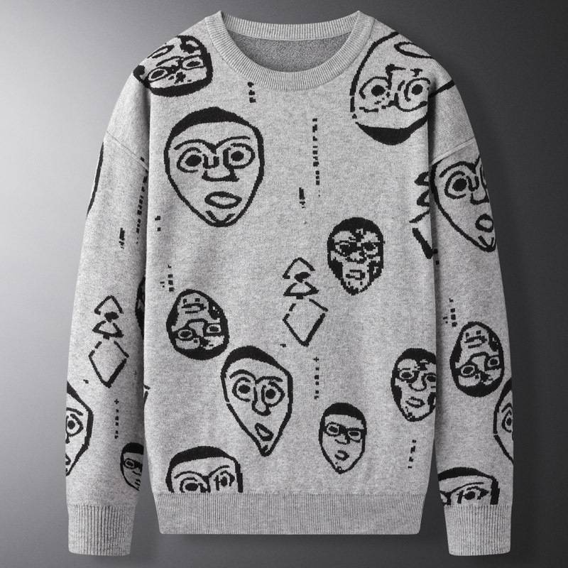 Men's Clothing printed version of funny leisure crew neck sweater_voghion.com
