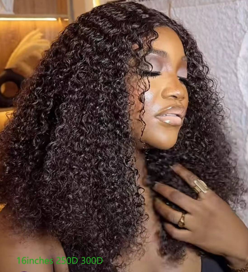 Pixie Curls Raw Human Hair Super Double Drawn Glueless Wig 13x4 Lace Transparent Lace Frontal Human Hair Wigs_voghion.com