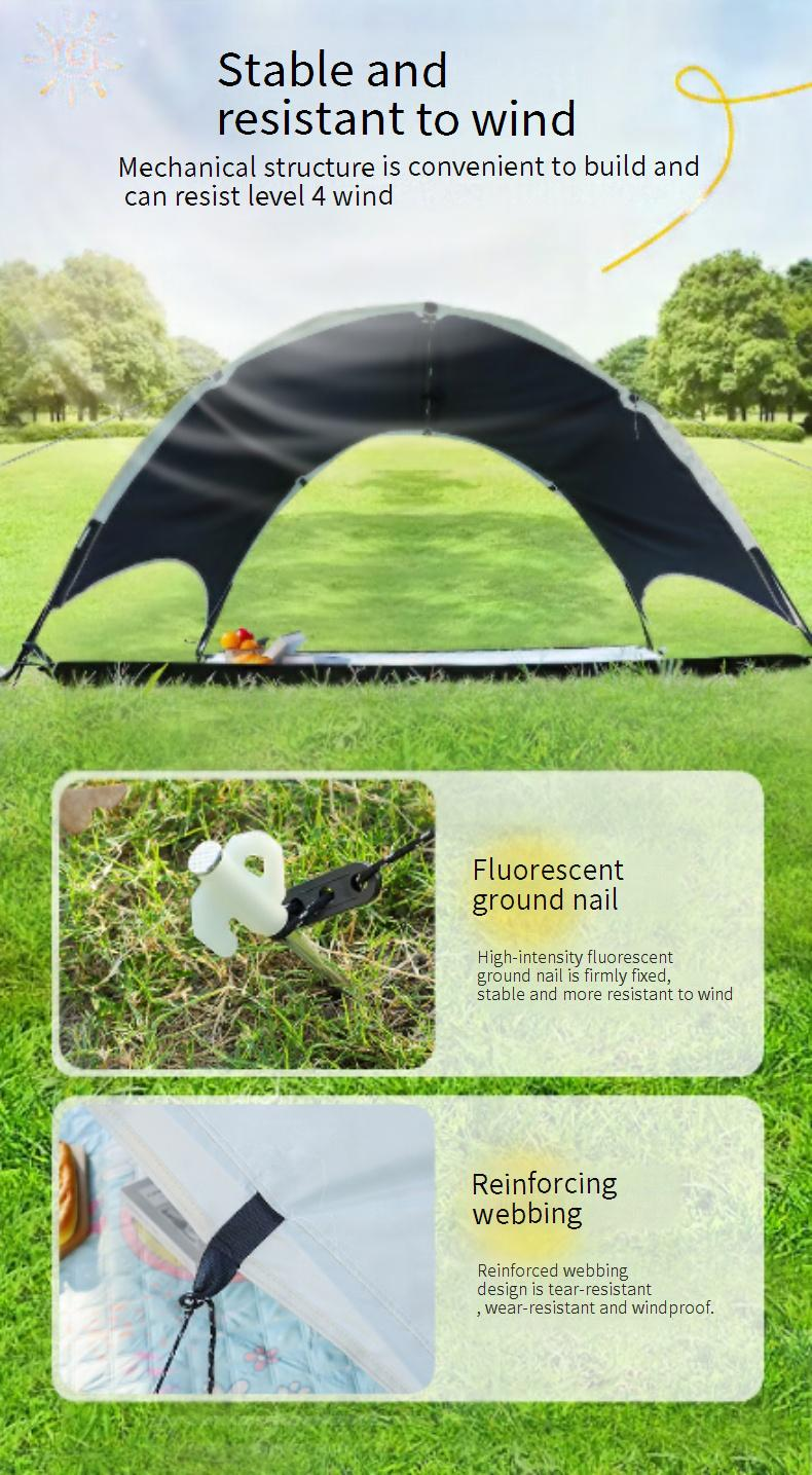 Blackout Camping Canopy Tent Waterproof UV Protection Sun Shelter With Portable Picnic Mat Arc Design Lightweight Easy Setup_voghion.com