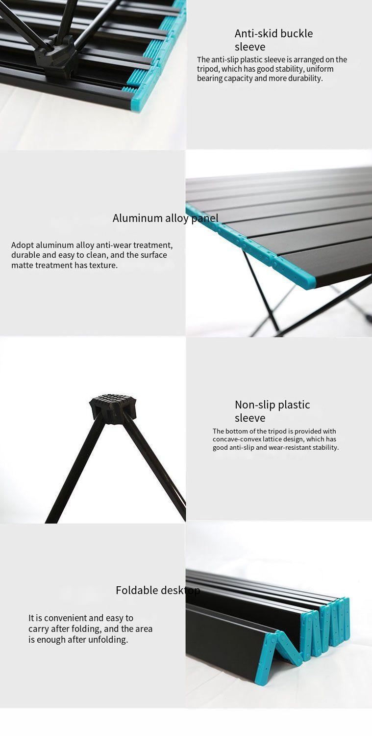 Tragbarer Klapptisch für den Außenbereich, ultraleicht, aus Aluminiumlegierung, Picknick, Camping, Aluminiumplatte, Grill, großer Tisch_voghion.com