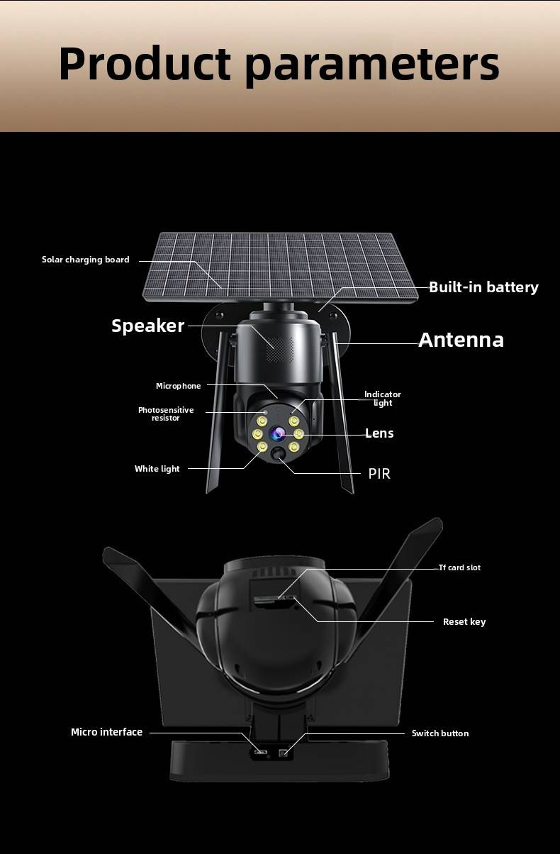 Solar Security Camera Low Power Consumption Starlight Night Vision Wireless Home Monitoring With Mobile Remote Viewing (AI Motion Detection)_voghion.com