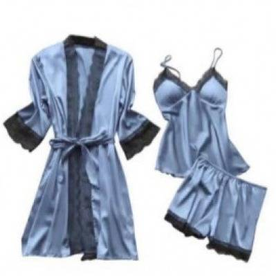 Sexy kanten lingerieset voor dames - 3-delige babydoll met string en jarretelbandjes, doorschijnend gaas en kanten rand, verstelbare pasvorm (S/M/L/XL)_voghion.com