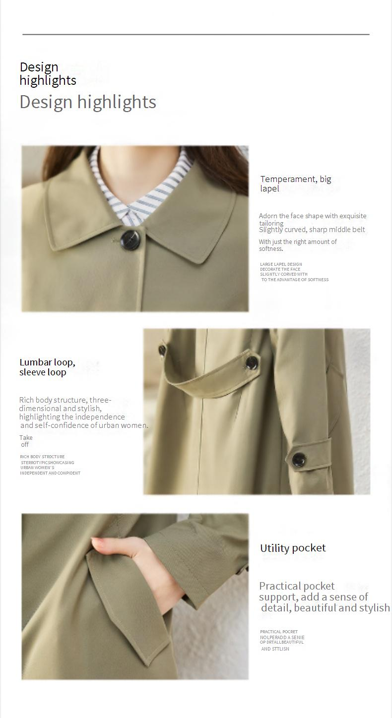 Elegante trench lungo da donna: vestibilità slim, stile ampio, capospalla versatile (M/L/XL/2XL/3XL, verde chiaro/kaki/rosso/blu navy/verde scuro)_voghion.com