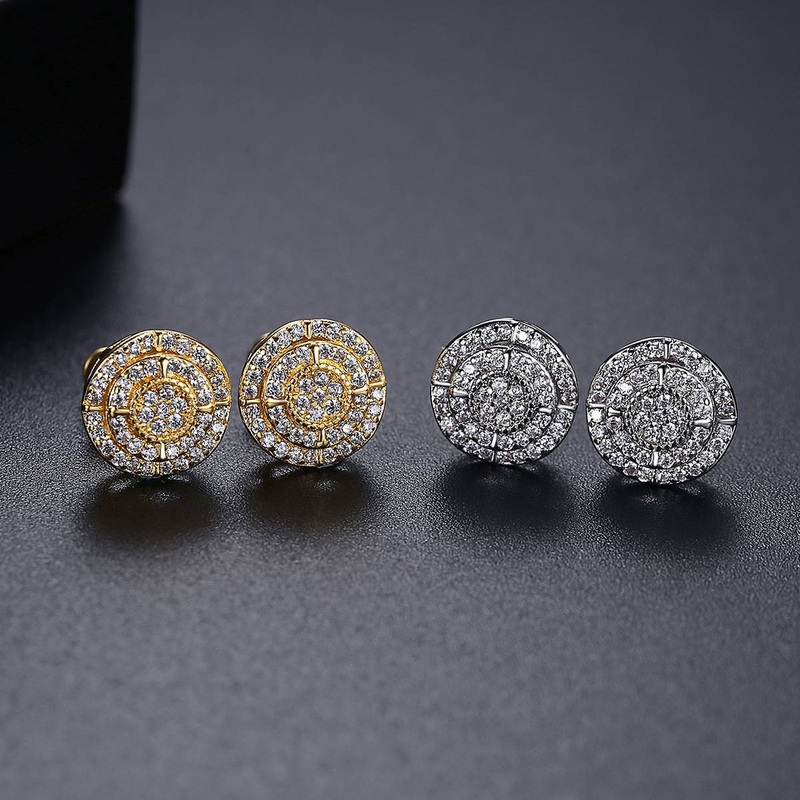 Women's Jewelry Elegant Round Zircon Stud Earrings In Gold & Rhodium Plated Geometric Design For Everyday Wear Simple Personality Round Earrings_voghion.com
