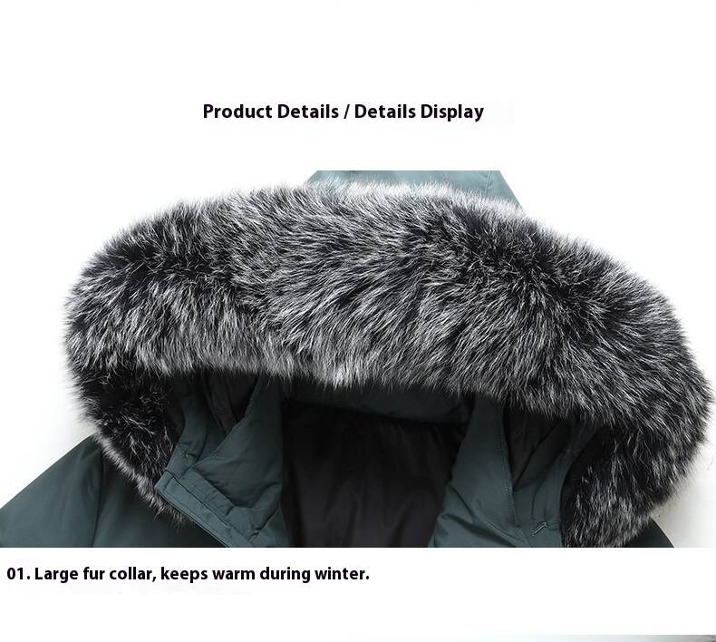 Men's Winter Hooded Down Jacket, Thickened Long Coat With Fur Trim, Warm Lightweight Puffer Coat For Cold Weather, Fashionable Urban Style_voghion.com
