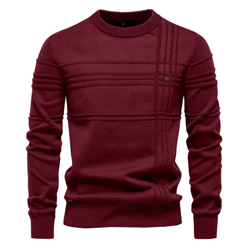 Herren Rundhalspullover Pullover Gestrickte Baumwolle Stripped Qualität Herbst Winter Warme Pullover Für Männer_voghion.com