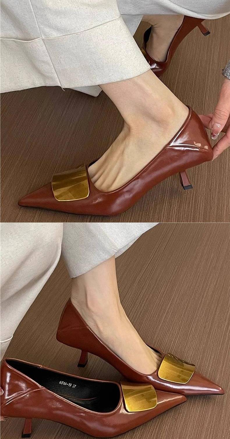 French Pointed High Heels Women's Shoes 2025 Spring New Style Niche Design Temperament Lady Stilettos_voghion.com