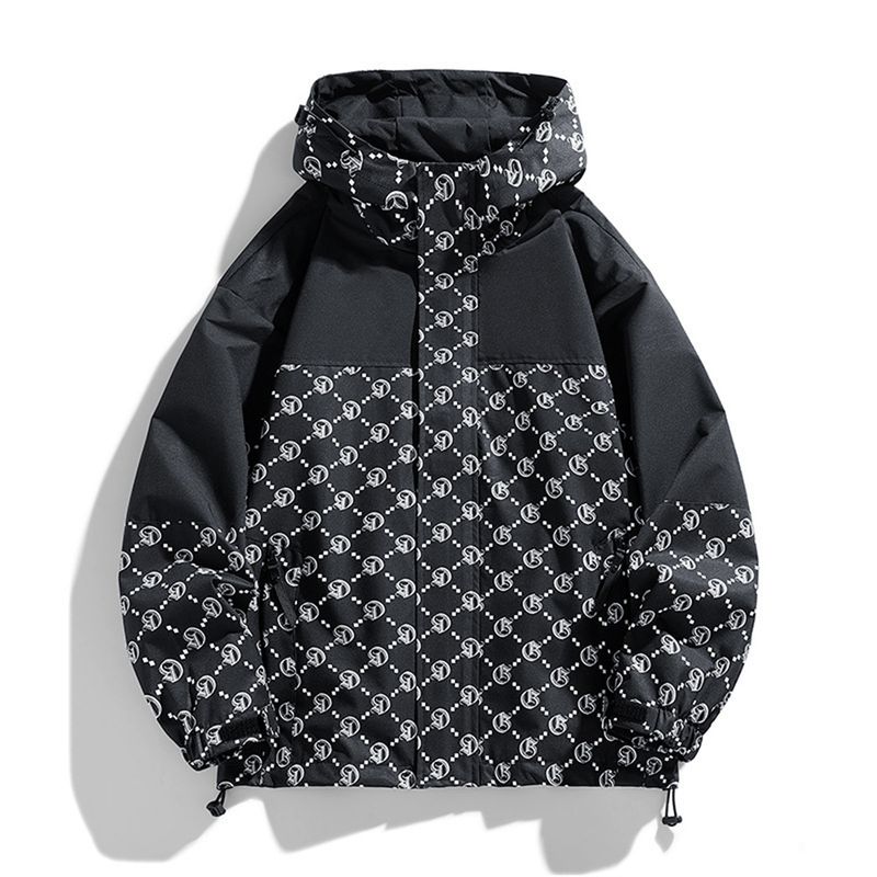 2026 High Quality Fashion Outerwear Men's 100% Polyester Splicing Long Sleeve Casual Loose Breathable Windproof Waterproof Zipper Hooded Jacket M-4XL_voghion.com