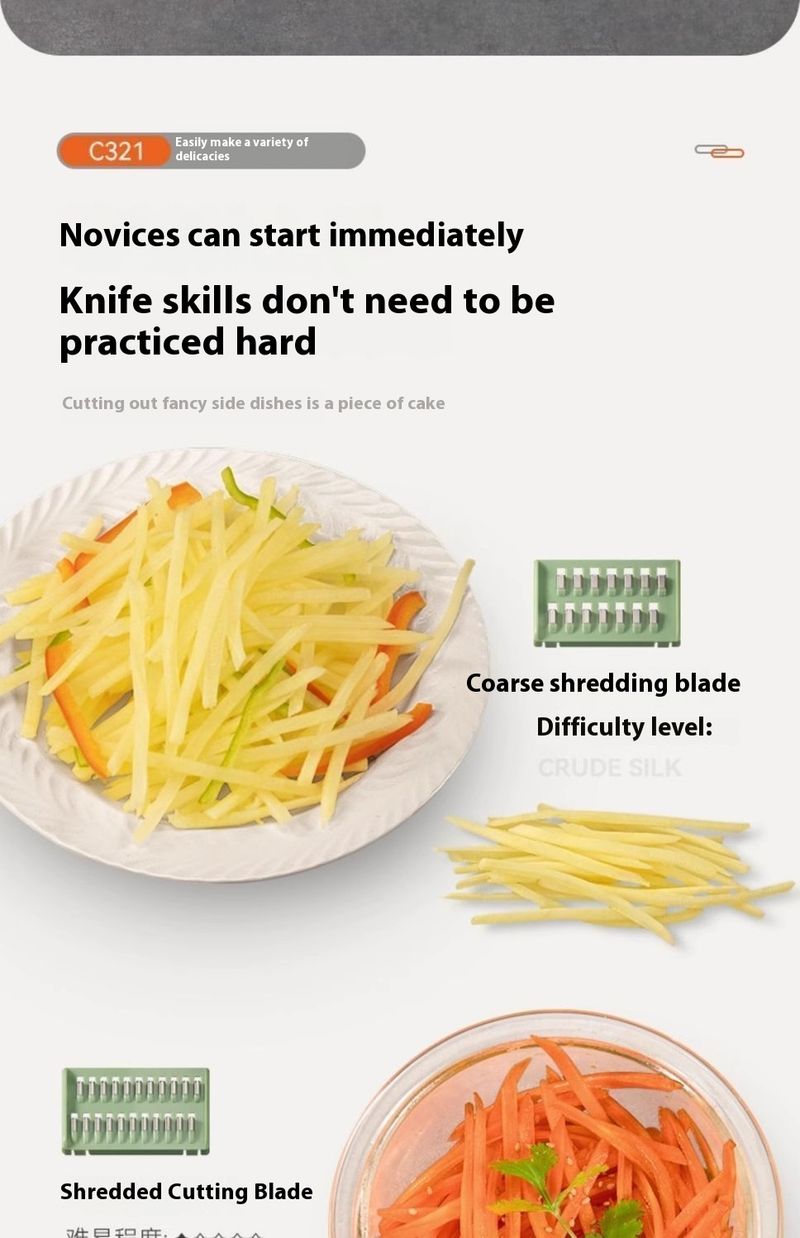 5-in-1 Multi-Functional Vegetable Slicer - Stainless Steel Grater For Potato, Carrot & Cucumber With Finger Guard (Compact, Dishwasher Safe)_voghion.com