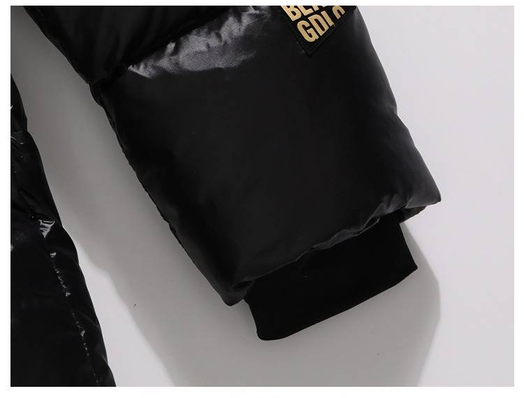 Chaqueta acolchada de invierno unisex negra y dorada con plumón de pato de 800 pulgadas cúbicas, impermeable, cortavientos y con capucha para hombre y mujer._voghion.com