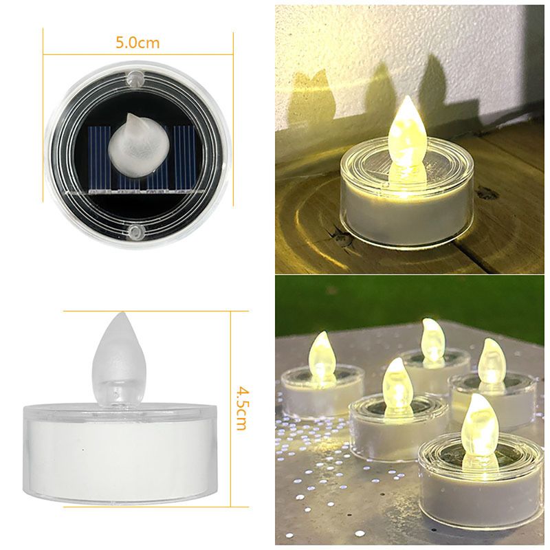 1-6PCS Solar Tea Light LED Candles Outdoor Waterproof Flameless Solar Tea Lights Rechargeable Candles For Party Garden Home Deco_voghion.com