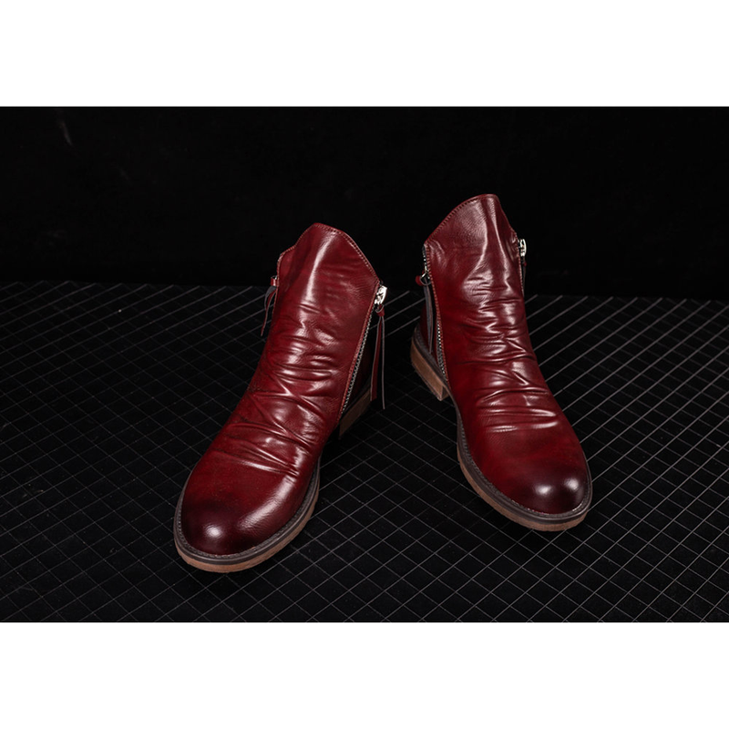 HPIOPL grenzüberschreitendes neues Produkt, doppelseitiger Reißverschluss, rutschfeste Unterseite, Herrenstiefel, Herrenschuhe, Quastenstiefel, Herren-Lederstiefel, 48 große Größe_voghion.com