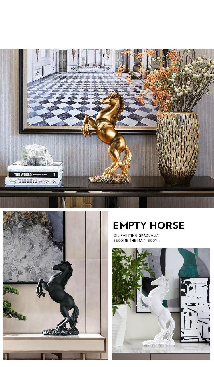 Levitating Horse European Style Resin Craft Room Desktop Realistic Animal Decoration Ornament Opening Entrance Feng Shui_voghion.com