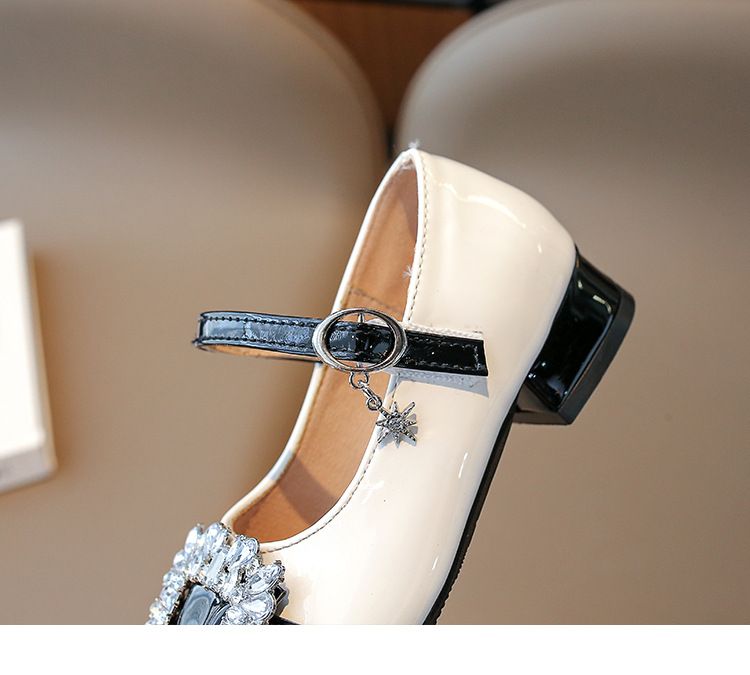 Mutter & Kinder großzügige Schnalle Mädchen Prinzessin Schuhe Strass flacher Mund kleine Lederschuhe 2024 Herbst neue Kinder Einzelschuhe zur Lieferung_voghion.com