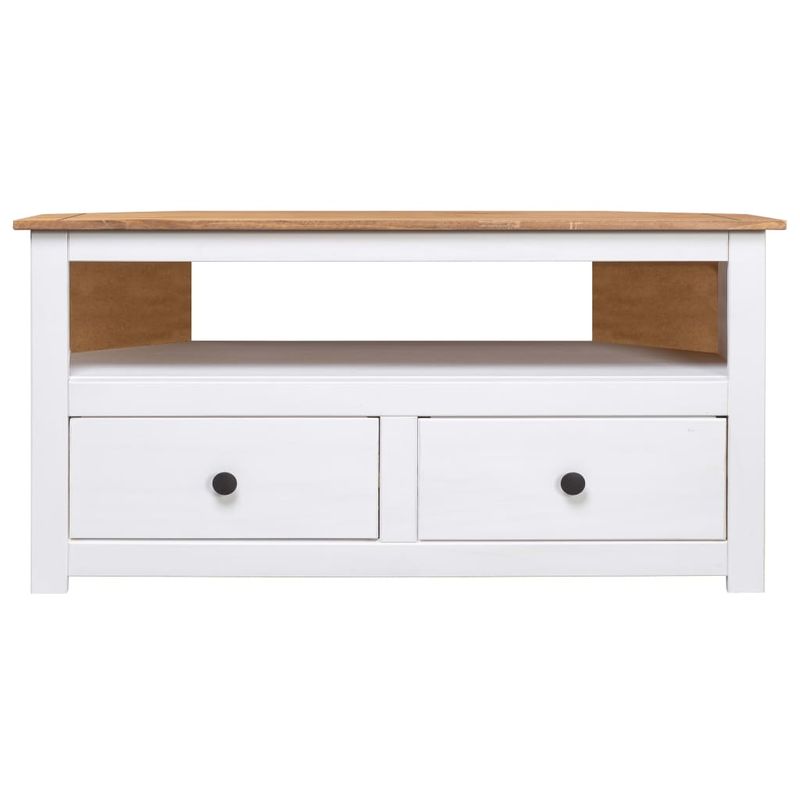 TV-Eckschrank Weiß 93 x 49 x 49 cm Massivholz Panama-Kiefer_voghion.com