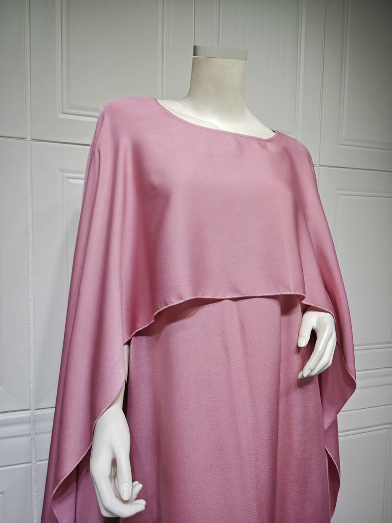 Dammekleeder Modest Kleed mat laangen Äermelen Modern Moud Satin mëllen Abaya Moudkleed_voghion.com