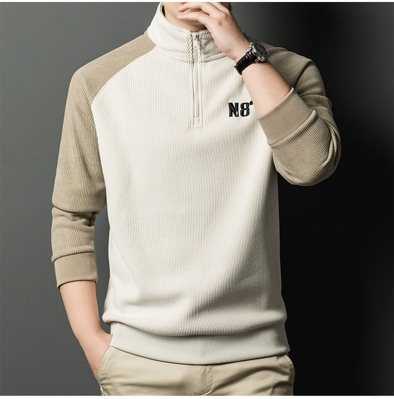 Felpa da uomo con collo alto e fodera in pile - Pullover oversize in stile coreano con design con cerniera, caldo abbigliamento casual invernale_voghion.com