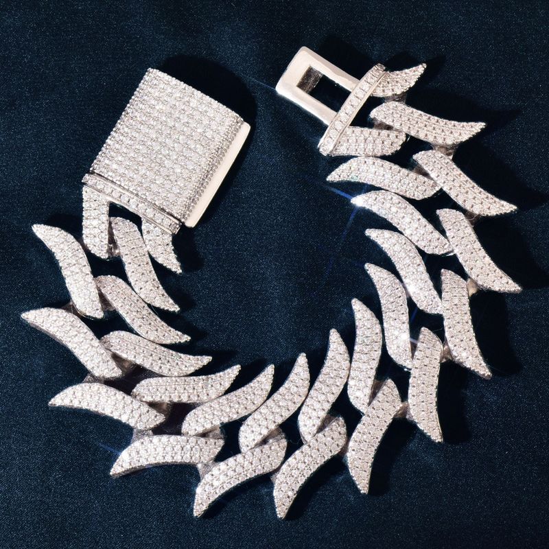 Bracciale versatile con catena cubana con diamanti, intarsi in rame e zirconi, stile hip-hop, accessori rap_voghion.com