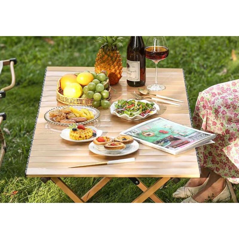 Set di tavoli e sedie da picnic per campeggio portatile, pieghevoli per esterni, involtini di pollo_voghion.com