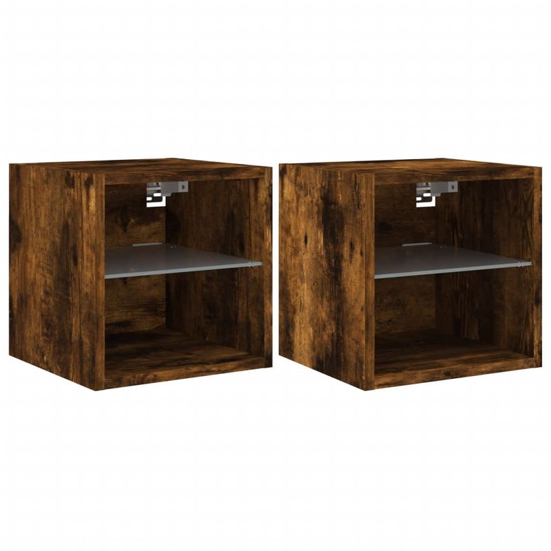 TV-Wandschränke mit LED-Leuchten 2 Stk. Räuchereiche_voghion.com