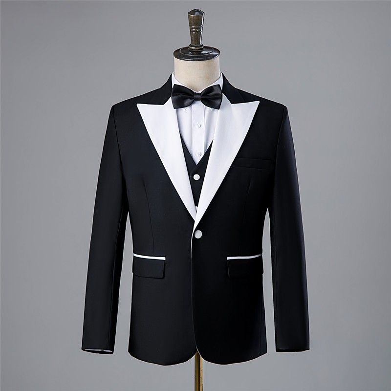 Fotostudio Fotografie Herren Hochzeitskleid Kostüm Bühnenmoderator Britischer Stil Dreiteiliger Anzug_voghion.com