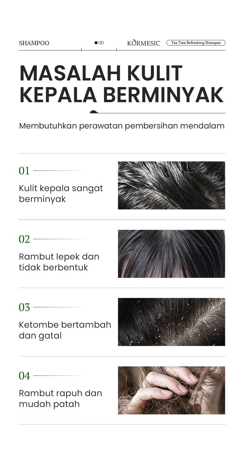 KORMESIC Tea Tree Refreshing Oil Control Shampoo 500ml Shampoo_voghion.com