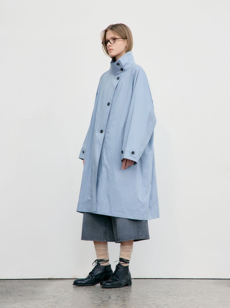 Women's Clothing In Stock~Korean LOW CLAS*IC Spring New Single-Breasted Stand Collar Loose Long Solid Color Trench Coat_voghion.com