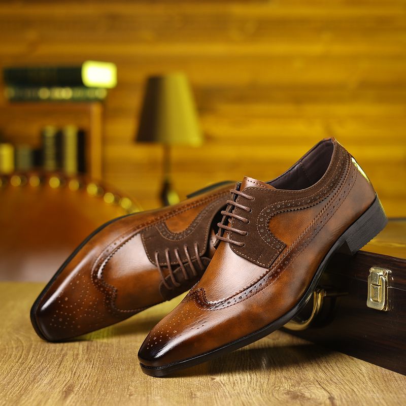 Männer Business Casual Kleed Oxfords Formell Lace-Up Schong fir Büro, Parteien, an alldeegleche Kleeder_voghion.com