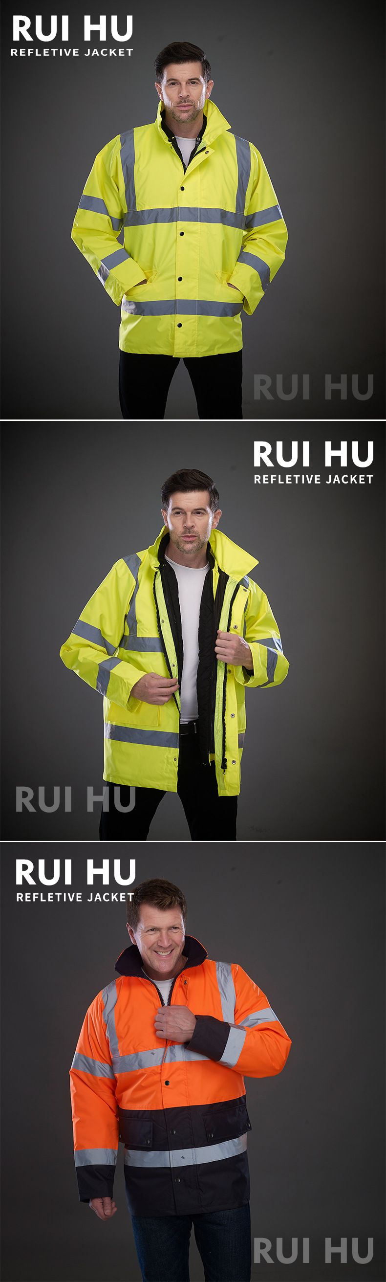 Reflective Jacket Men's Autumn And Winter Waterproof Thickened Warm Reflective Cotton Coat Outdoor Engineering Port_voghion.com
