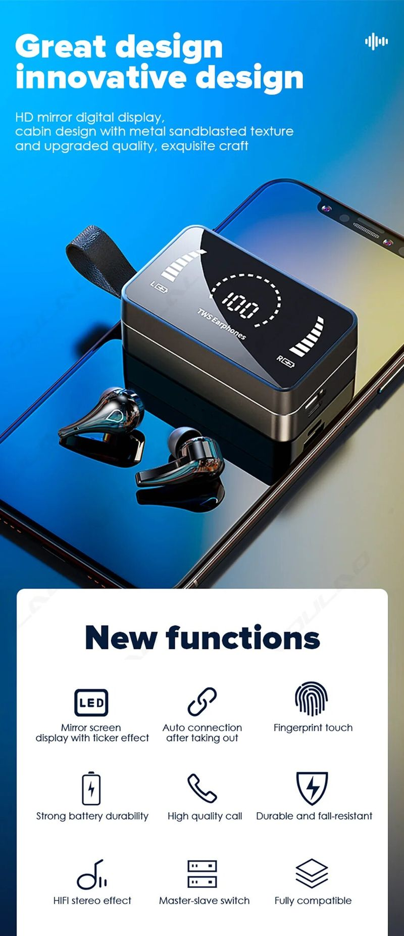 3500mAh charging box 9D stereo sports waterproof Bluetooth wireless headset_voghion.com