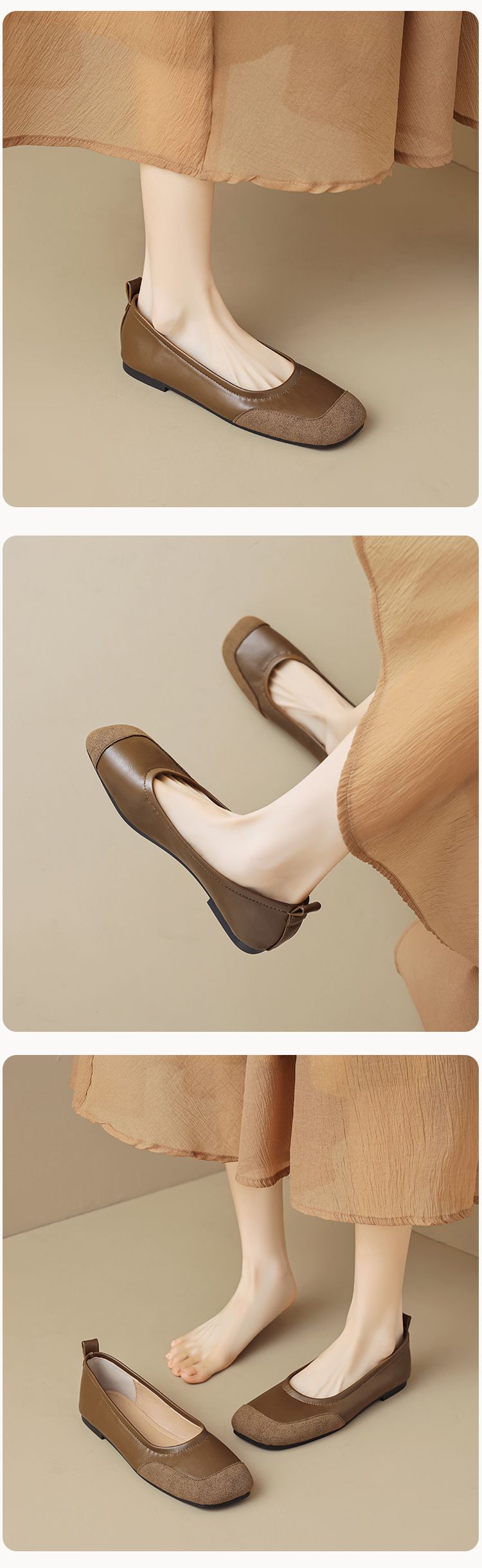 Square Head Single Shoes Women's Summer Flat Bottom Retro One-pedal Doudou Shoes Shallow Mouth Soft Sole Ballet Shoes_voghion.com