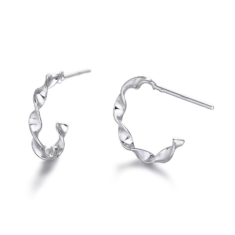 Orecchini Sterling VENUS Sier Orecchini a bottone a forma di torsione per donne, gioielli glamour, regali all'ingrosso_voghion.com
