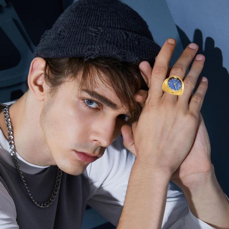 2025 New Arrivals Kvinder Forskellig grafik Urskive Quartz Analog Creative Rustfrit Stål Rem Cool Quartz Finger Ring Watch_voghion.com