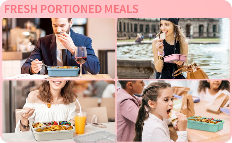 XGXN 4er-Pack Bento-Set – Wiederverwendbare Essenszubereitung für Erwachsene/Kinder_voghion.com