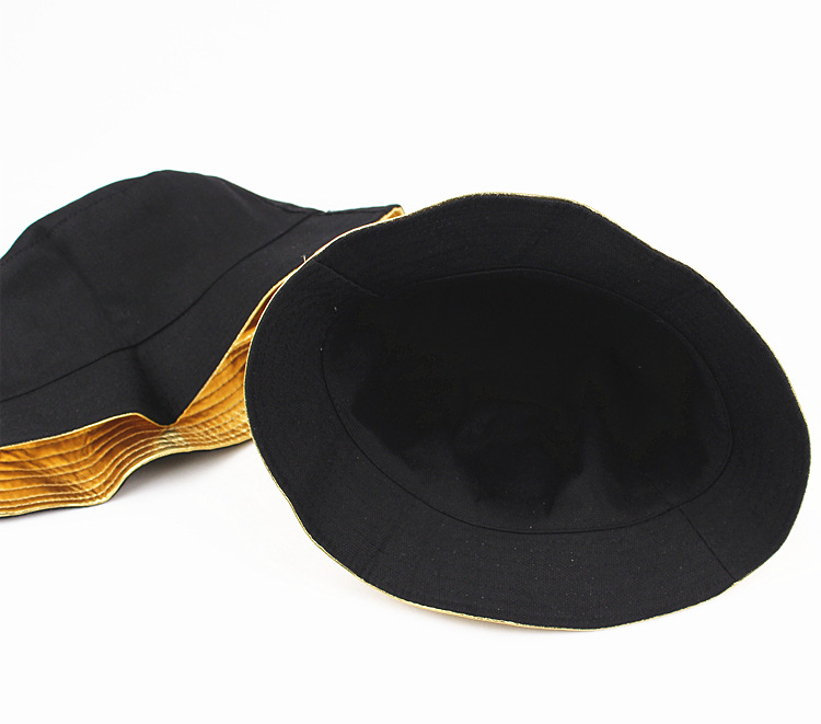 Classico retrò Trendy uomo e donna Outing Pelle verniciata color oro e argento Si possono indossare su entrambi i lati Cappello da pescatore Harajuku_voghion.com