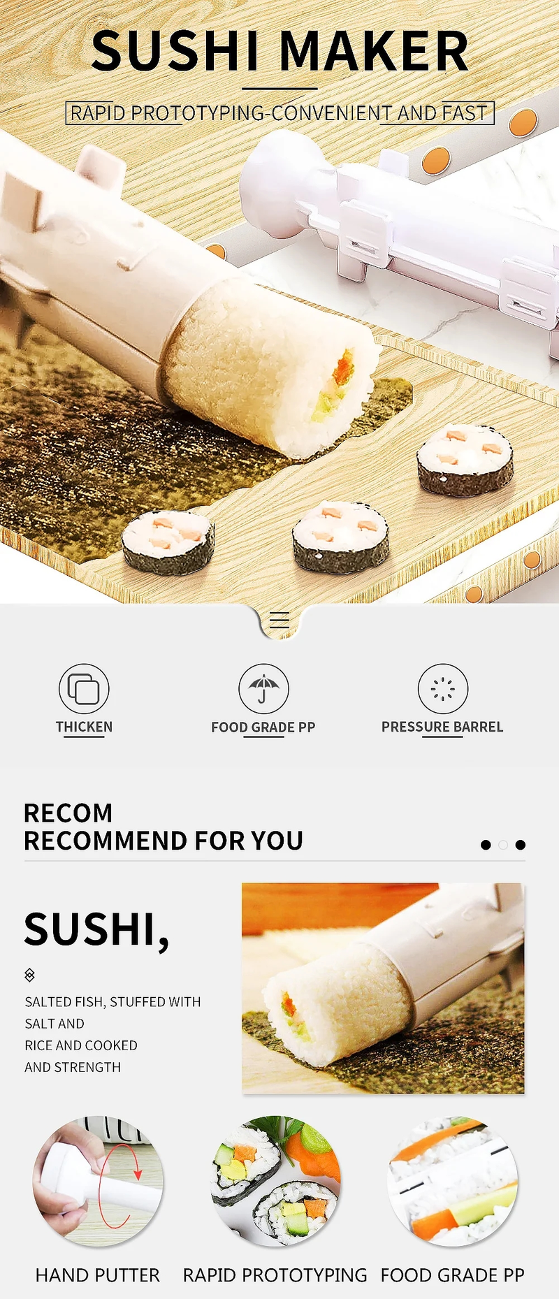 Sushi Maker Schimmel Haushalt Zylindrischen Reis Gemüse Fleisch Roll Werkzeug Küche DIY Sushi Maker Sushi Werkzeug_voghion.com