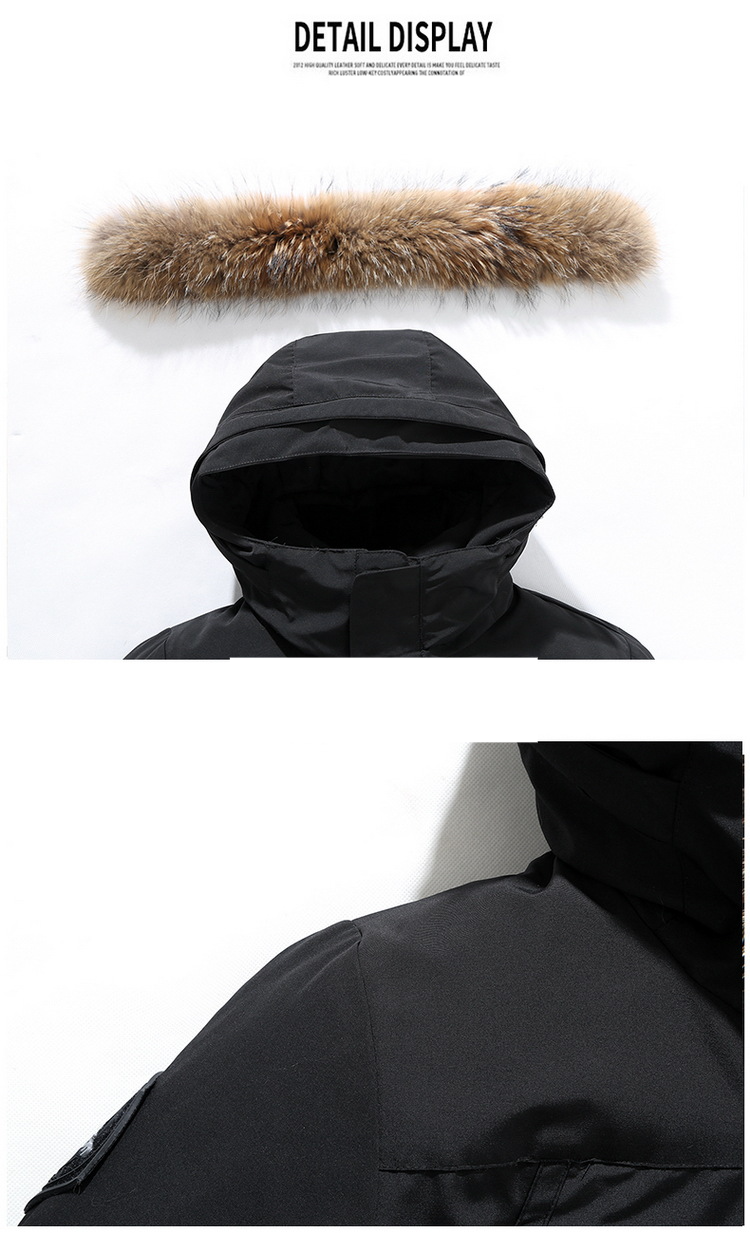 Herrenbekleidung Winter warm dicken Mantel Jacke großen Pelzkragen weißen Entenmantel dicken Mantel_voghion.com