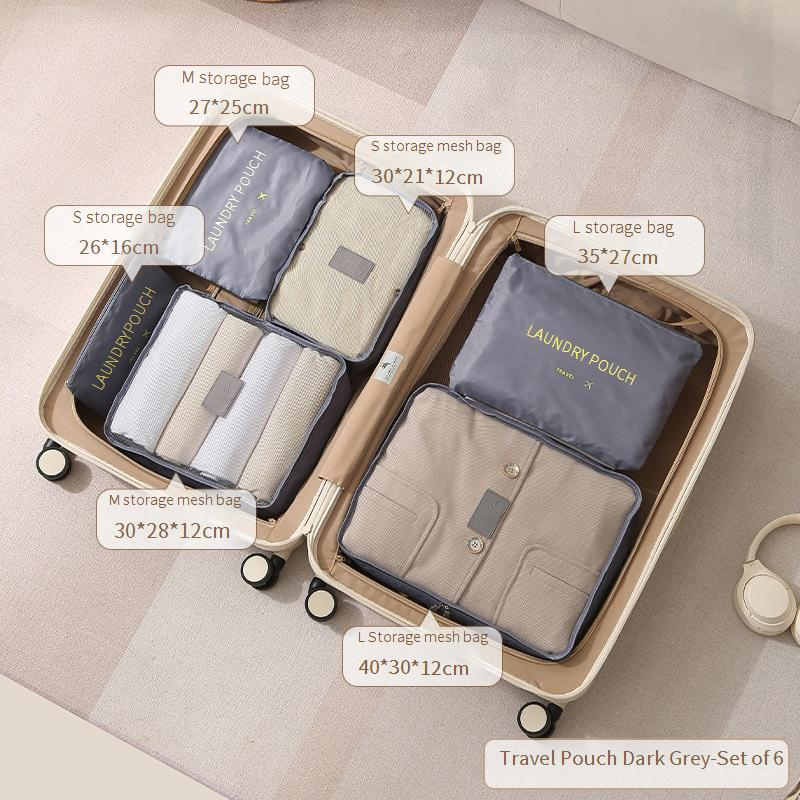 7-Piece Travel Organizer Set - Waterproof Cosmetic & Underwear Storage Bags For Luggage Foldable Laundry Pouches With Hanging Hook_voghion.com