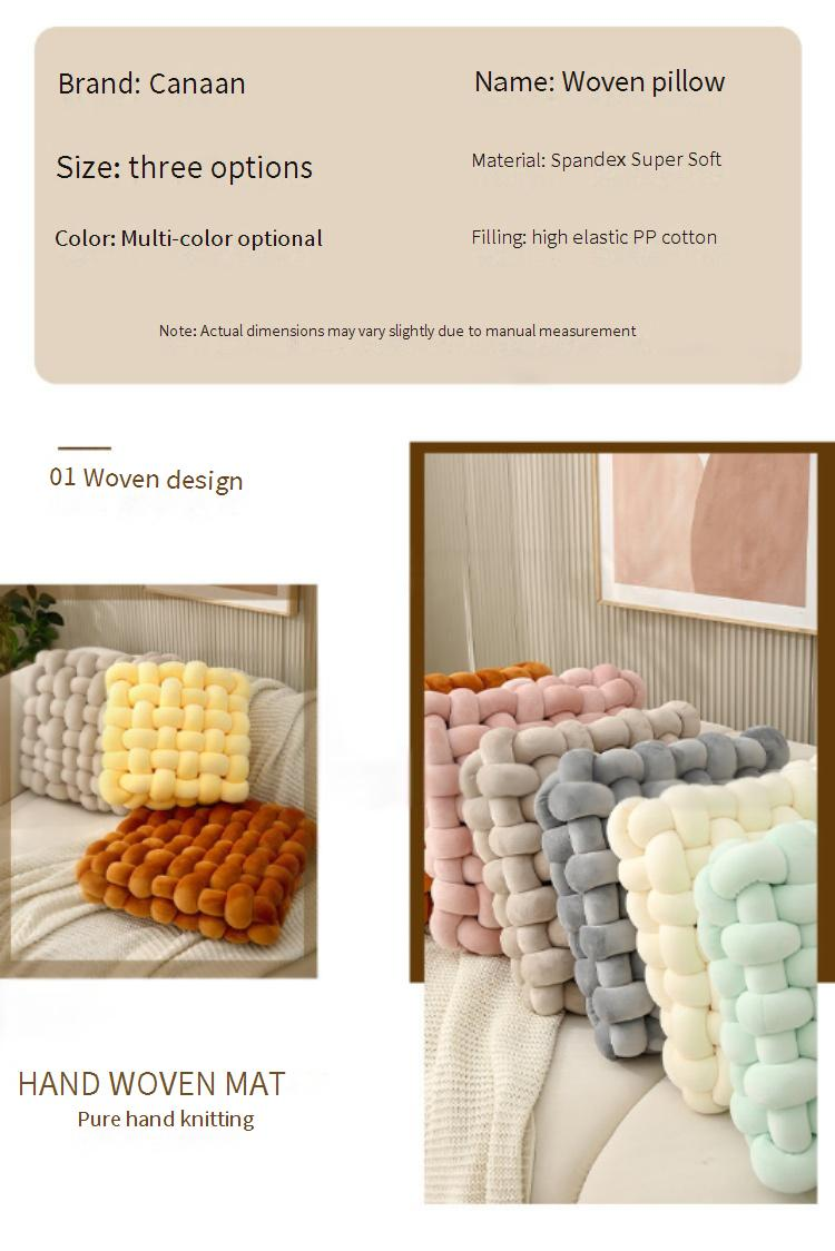 Cuscino quadrato lavorato a maglia - Cuscino morbido e soffice per divano e posto vicino alla finestra (fodera decorativa per cuscino 45x45 cm, comoda e lavabile, beige/grigio/blu)_voghion.com