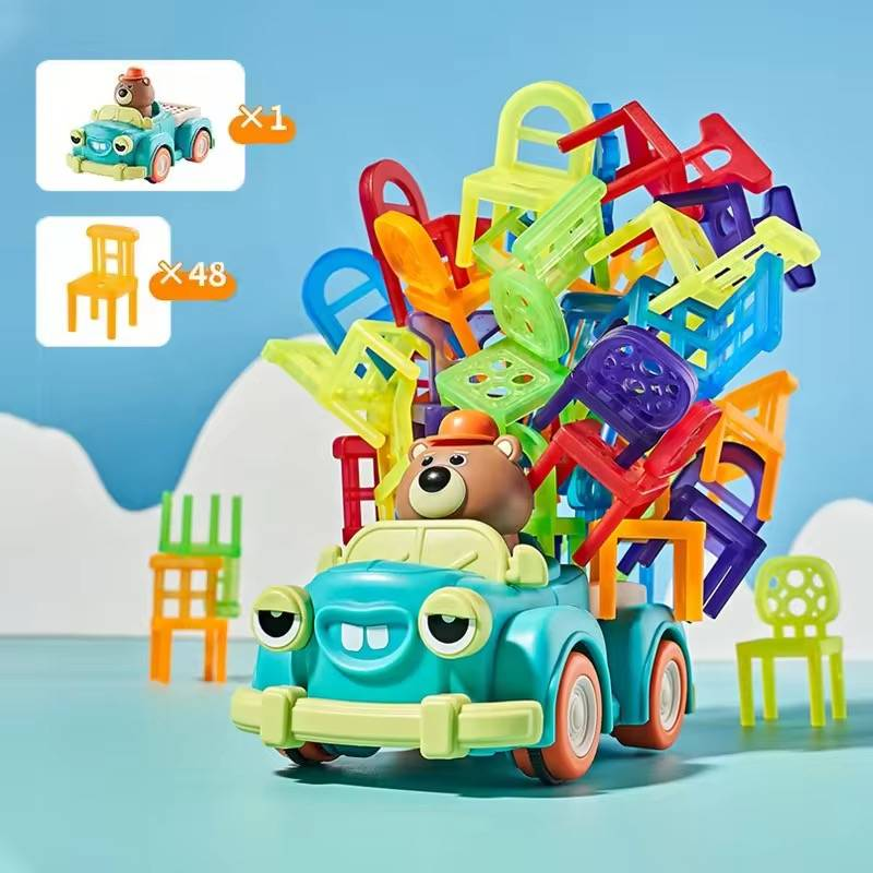 Gioco educativo di assemblaggio di blocchi di costruzione Jenga per bambini con sedie impilabili e colpi esplosivi, giocattoli che esercitano la capacità di pensiero_voghion.com