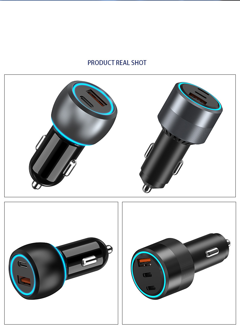 48-W-PD-Schnellladegerät fürs Auto – 130 W maximale Leistung, zwei USB-C-Anschlüsse, QC3.0-Schnellladung_voghion.com