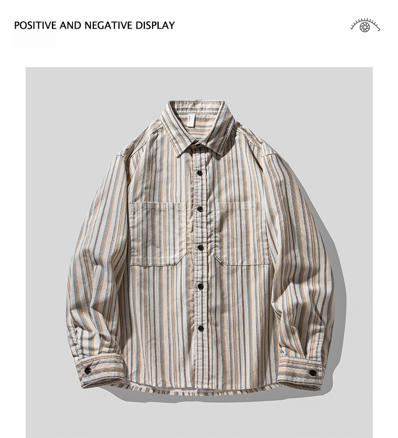 Herrenbekleidung, Vintage-Streifenhemd aus Leinen, entspannte Passform, langärmliges Freizeithemd mit Button-Down-Kragen, atmungsaktiv, leicht, maschinenwaschbar_voghion.com