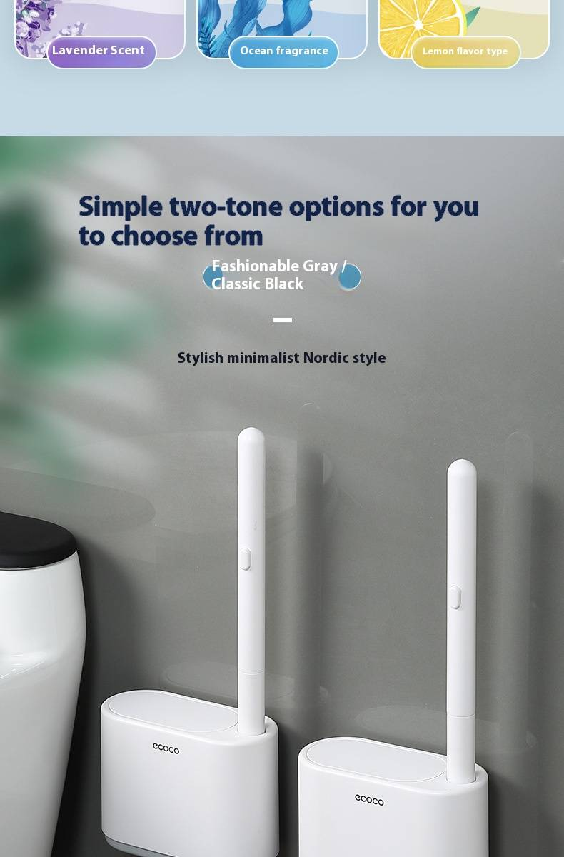 Disposable Toilet Brush Set – Wall-Mounted Hygienic Cleaning Kit With 16 Replaceable Heads (Ocean Scent, Long Handle, 360° Deep Cleaning)_voghion.com