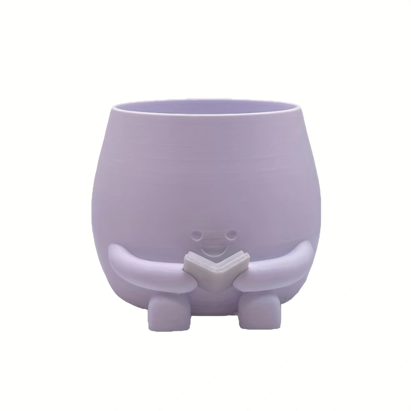 3D Printed Happy Face Planter With Coffee Cup - Cute PLA Succulent Pot, Funny Desk Decor For Home & Office, Unique Eco-Friendly Gift_voghion.com