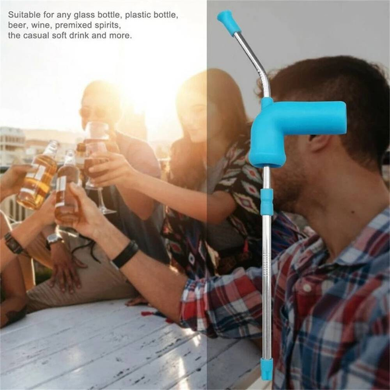 1 stück Kreative Lange Bier Schnorchel Dispenser Stroh Mit Pinsel Edelstahl Trinken Bong Trichter Slammer Doppel Schnorchel Bar Werkzeug Für Spiele party_voghion.com