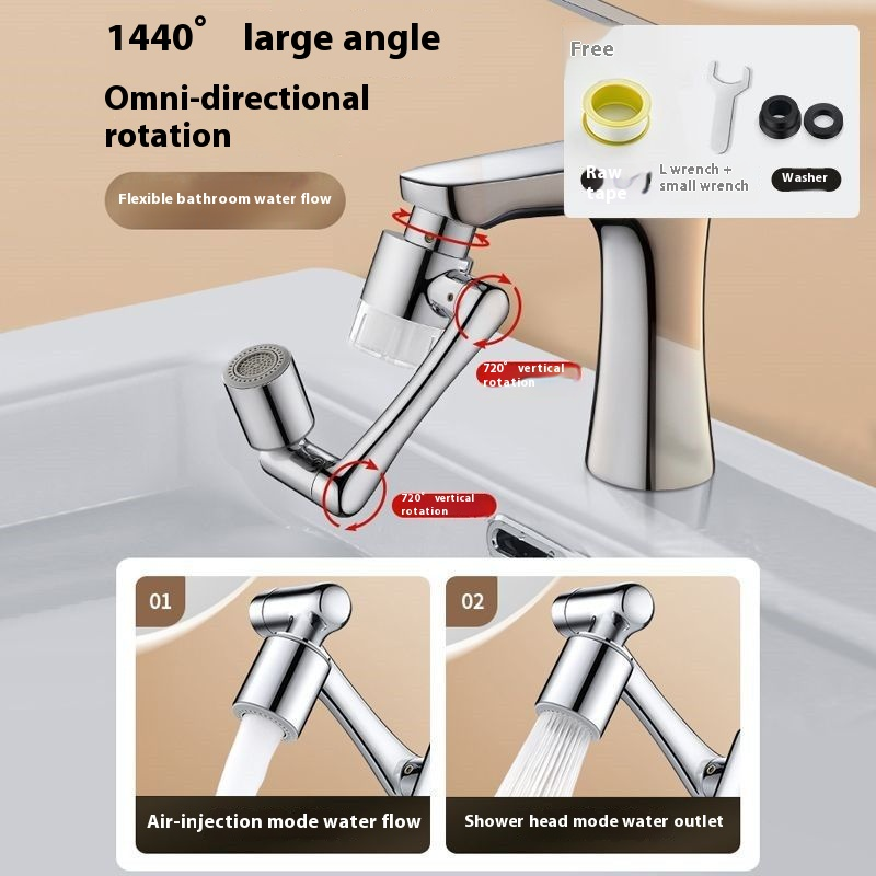360° Rotating Faucet Water Filter – Universal Tap Extender With Stainless Steel Hose & Ceramic Valve Core, Removes Chlorine & Sediment_voghion.com