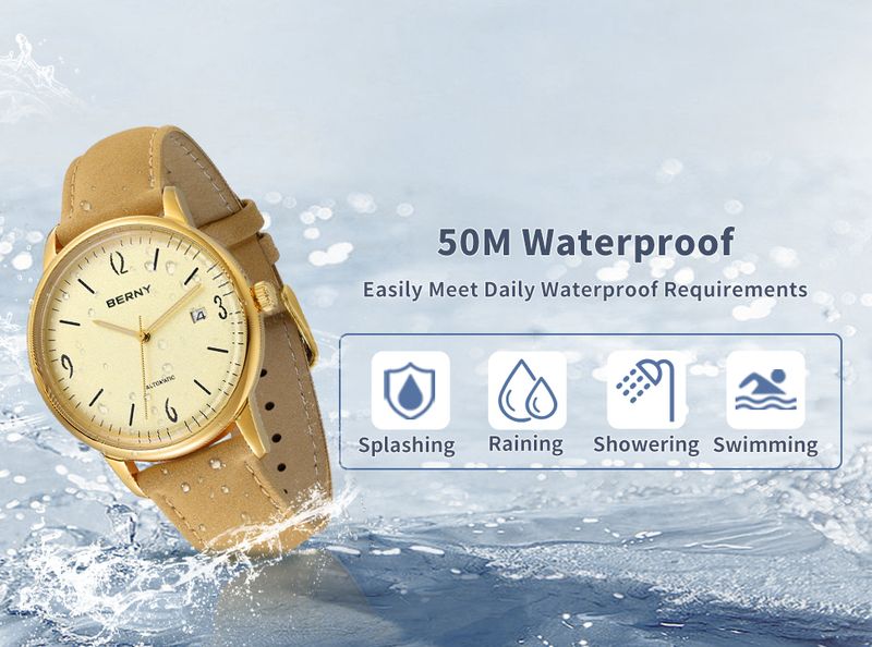 BERNY Automatic Watches For Men Fashion 20ATM Waterproof Super Luminous Mechanical Silver Watch Date Stainless Steel Sapphire Analog Wrist Watch_voghion.com